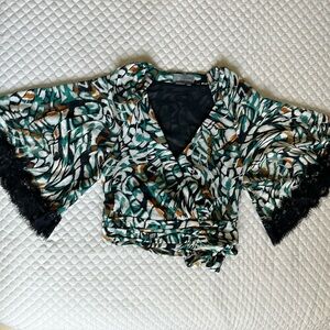 Anthropologie Flutter Sleeve Wrap Blouse